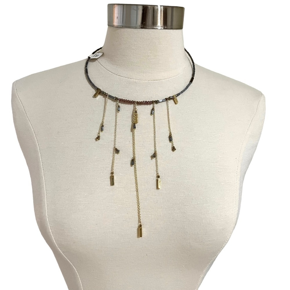 NAKAMOL Handcrafted Choker Necklace Beaded Crystals & Stones Adjustable